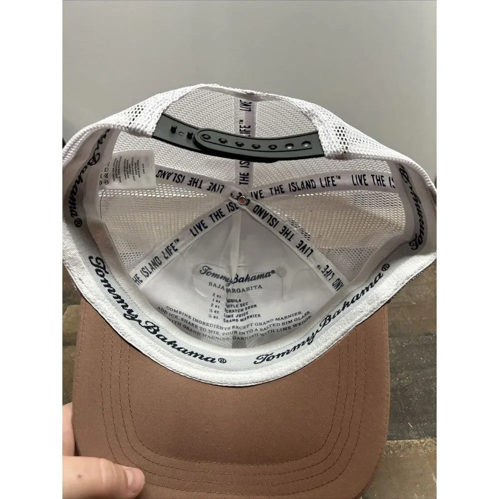 NWT Tommy Bahama Tip Your Cap Snapback Hat Salmon/ White Mesh Cocktail Recipe‎